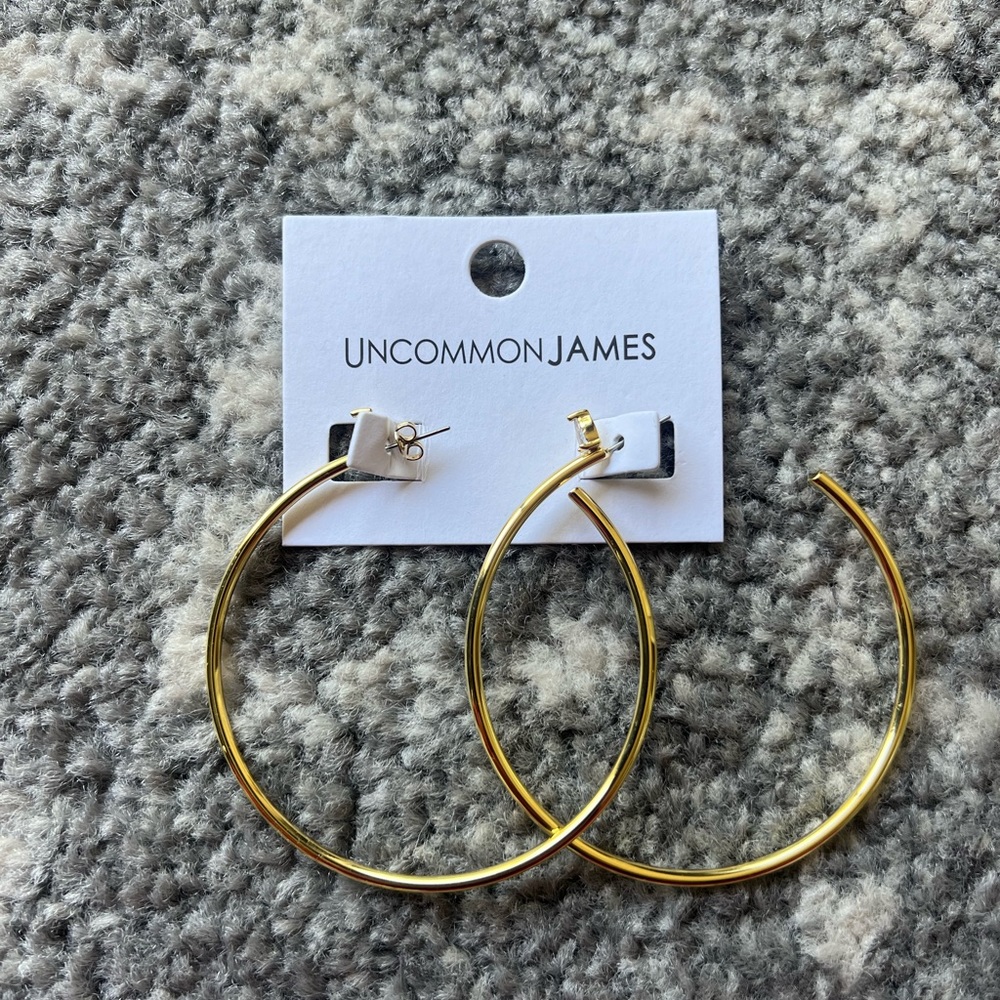 Brand New - Uncommon James - Touch of Fem - Crystal & Gold Hoop Earrings